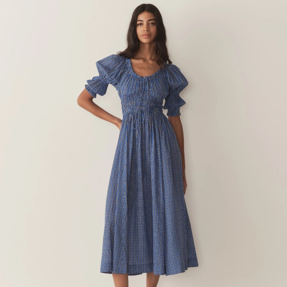 Doen Cassis Check Midi Dress